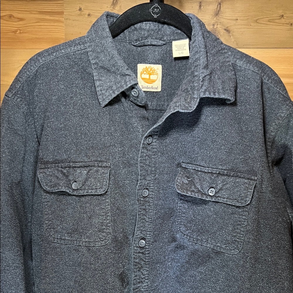Timberland Gray Casual Button Down Shirt Flannel